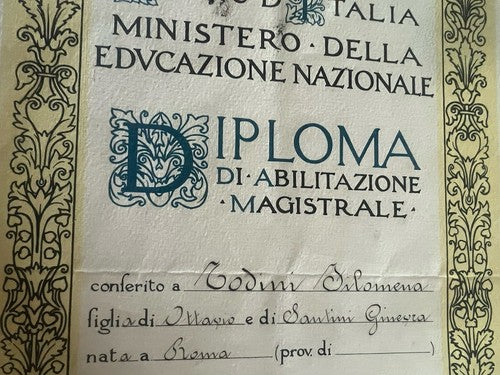 🔴 Originales Lehrdiplom des Königreichs Italien vom 30. Juni 1941 