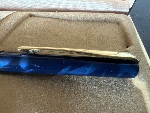 Aurora Stylo-Plume Sphère Magellano Laque Bleu Marbré Écrit Vintage Hauteur