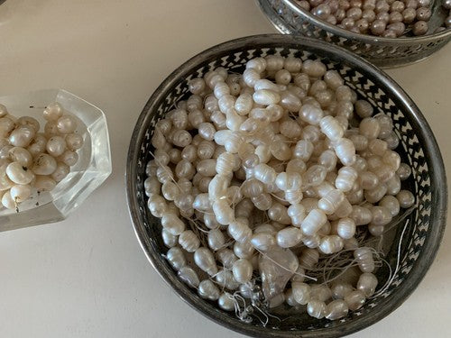 🔴 PERLE NATURALI avorio rosa scaramazze collana gioiello fai da te 685 gammi