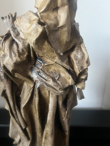 🔴 Statua scultura CARTAPESTA firmata CECILIA POLITO dama Firenze 11x11 h 42 cm