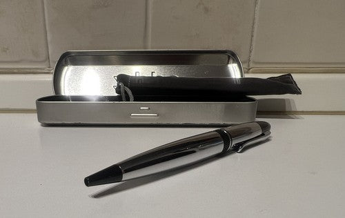 🔴 ZIPPO penna sfera argentata con scatola scrive perfettamente vintage