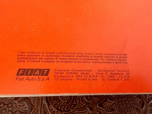 FIAT 127 Benutzerhandbuch und Wartung Italienisches ORIGINAL Vintage 