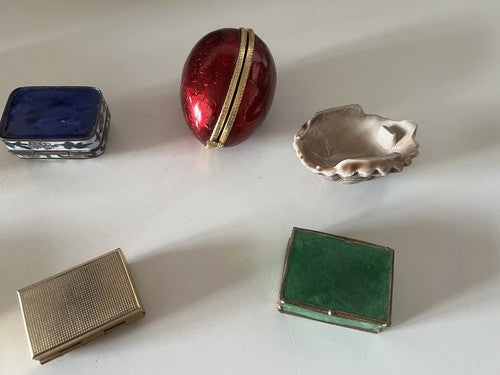 🔴 Scatole cofanetti scatoline ottone e vetro metallo e fabergè vintage