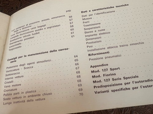 Fiat 127 Booklet Car Use Maintenance Italian Original Vintage