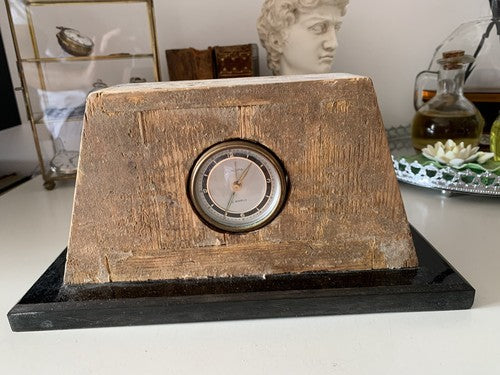 🔴 EUROPA seltener Vintage-Kamintischwecker aus Holz aus den 1930er und 1940er Jahren 