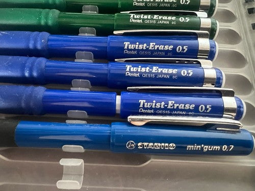 🔴 PENTEL Druckbleistifte mit Drehmechanismus, Minen 0,5 mm, grün-lila-blau, Set 