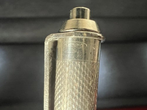 🔴 Penna sfera ARGENTO MASSICCIO 925 onde bassorilievo guillocchè scatto 25