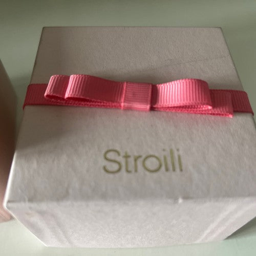 🔴 STROILI Ringbox, Ohrringe, Anhänger, Charms mit rosa Schleife 