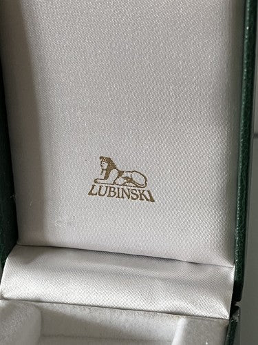 🔴 LUBINSKI scatola accendino pelle verde misura interna come foto