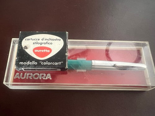 Auretta Pen Fountain Pen By Aurora Turquoise Italian Cartridges Vintage 1970