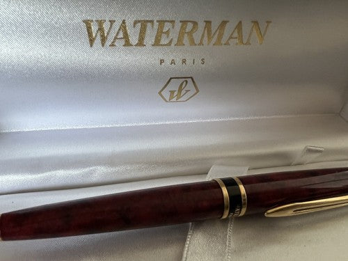🔴 WATERMAN penna sfera Expert Dune lacca marmorizzata bordeaux profili dorati