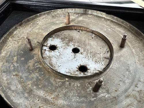 Cadran Horloge Pendule Mur Émaillé Bord Laiton 3 Trous Vintage