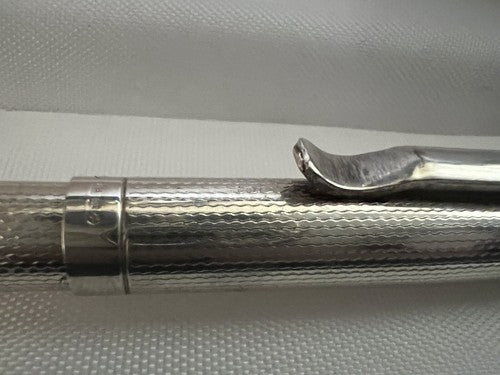 🔴 Kugelschreiber aus massivem 925er Silber, Wellenmuster, Basrelief, Guilloche-Muster, Vintage, 10