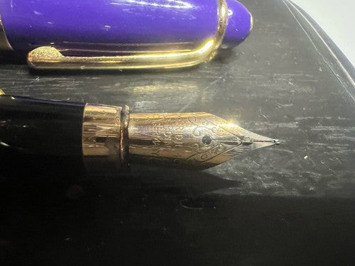 🔴 CAMPO MARZIO mini fountain pen purple lacquer Iridium Point writes 