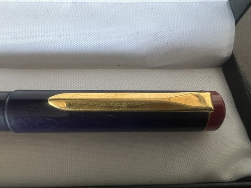 🔴 PELIKAN penna stilografica blu bordeux a cartuccia pennino dorato F vintage