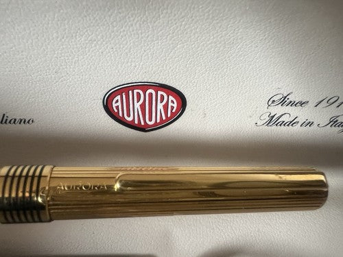 🔴 AURORA penna stilografica Marco Polo dorata con cartuccia e garanzia