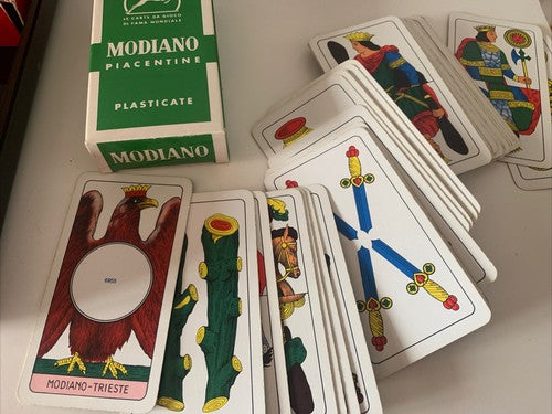 🔴 MODIANO carte gioco FRANCESI, NAPOLETANE MERCANTE IN FIERA DADI vintage
