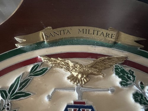 Crest Sanita'Militaire Bouclier Bois Et Métal En Unitate Fructus