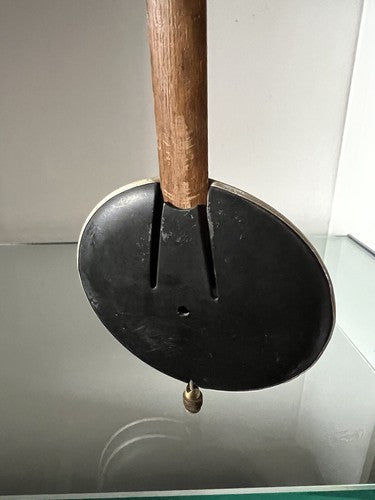 Pendule Horloge Mur Aluminum Avec Barre Bois Et Tiges Vintage 