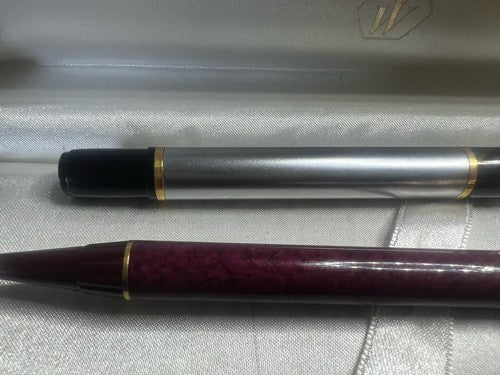 Waterman Füllfederhalter Laureat Chrome (M) und Kugelschreiber Rot 