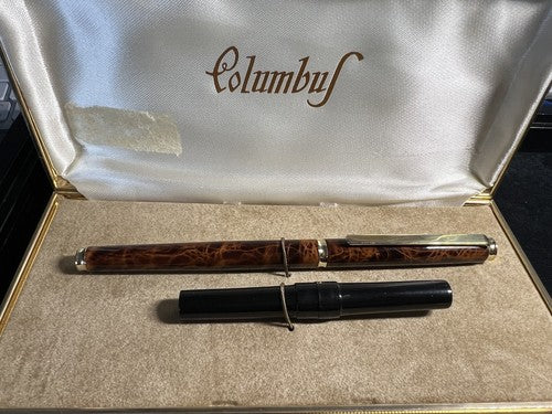 Columbus Pen Fountain Pen IN Hairspray Marbled Cartridge Marking Box