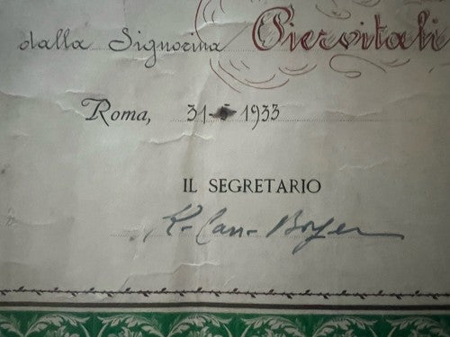 Diplôme Vicariato de Rome Validation Enseignement D'Origine 31 Mai 1933