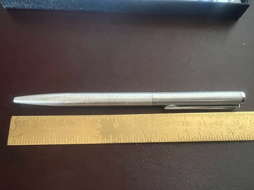 🔴 Penna sfera ARGENTO 925 MASSICCIO quadretti satinata profili lucidi vintage 6