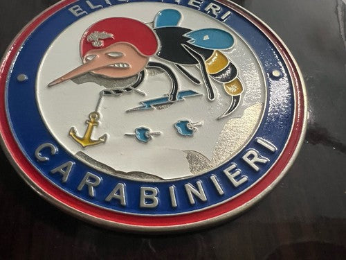 🔴 Wappen ELICOTTERI CARABINIERI Holzschild mit Metallapplikationen, Emaille, Höhe 15 