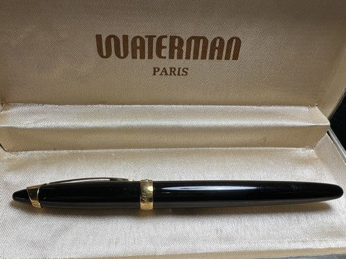Waterman Stylo-Plume Sphère Ici Et Le Crystal Noire Avec Cristal Écrit Vintage