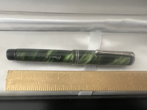Omer Extra Stylo-Plume Stylo à Plume Celluloid Vert Marbré Écrit Vintage