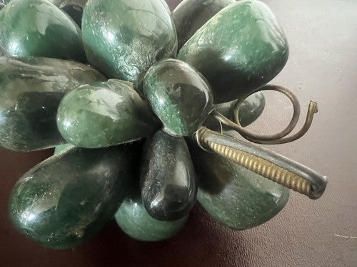 Cluster Uva Jade Vert Authentique Sculpture Taille Naturel 16x8,5 Vintage