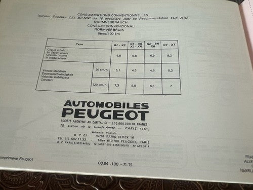Peugeot 205 Booklet Car Use Maintenance International Original Vintage