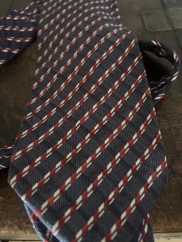 Giorgio Armani Men's Tie Silk Pure Strips Cross Blue Red White