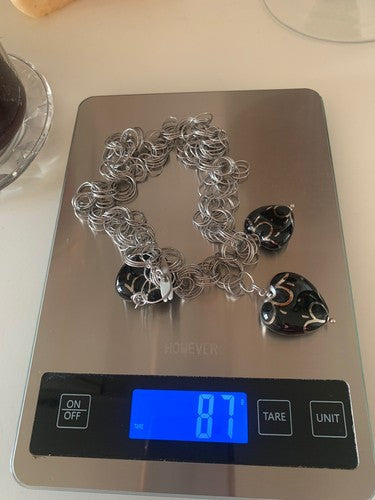 🔴 Halskette, MARIA CRISTINA STERLING Halskette komplett aus rhodiniertem Silber und mit Herzen 