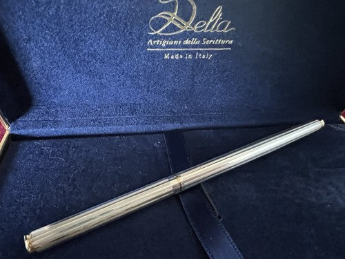🔴 DELTA Füllfederhalter, nachfüllbare Tintenpatrone aus massivem 925er Silber 