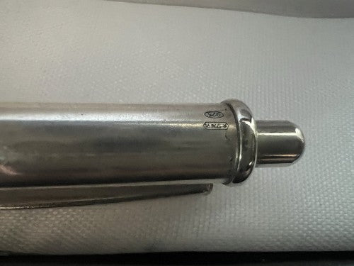 🔴 Kugelschreiber aus 925er Sterlingsilber, satiniert, glänzende Konturen, Druckknopf 21 