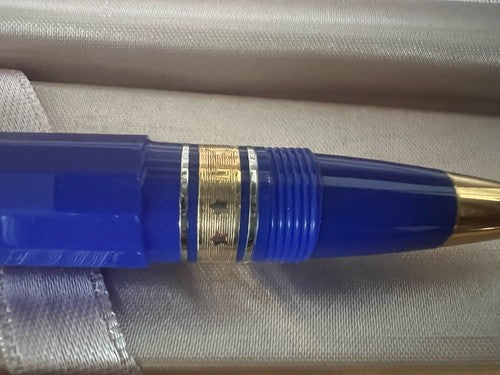 Grand-Mère Stylo-Plume Sphère Extra Résine Bleu Paysage Europeenne 1992 Limité