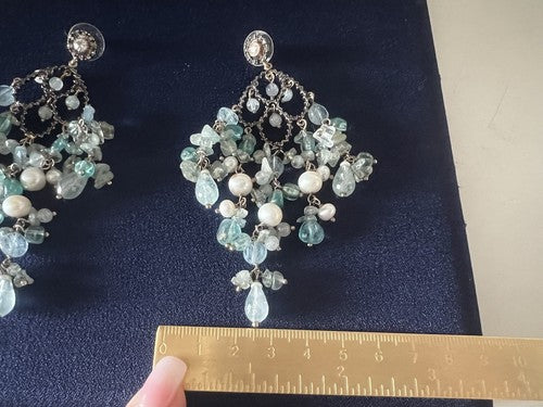 Dea Gioielli Boucles D'Oreilles Collier Argent Plaqué oder Rayons Quarzperlen 