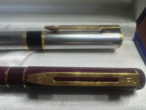 Waterman Füllfederhalter Laureat Chrome (M) und Kugelschreiber Rot 