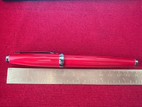 🔴 CAMPO MARZIO Kugelschreiber, roter Lack, Chromprofile, schreibt 