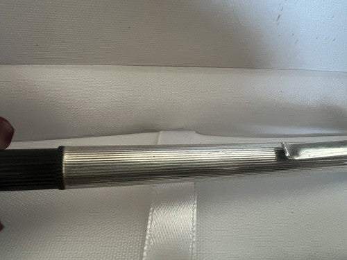 Stylo-Plume Sphère Argent 925 Rayures Mécanisme Bouton Snap Rare Vintage 20