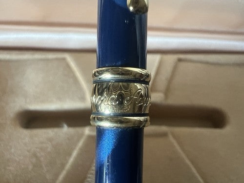 🔴 AURORA penna sfera Magellano lacca blu marmorizzata scrive vintage H