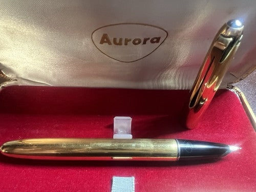 🔴 AURORA penna stilografica 88K Aquila placcata pennino ORO M vintage 2196034