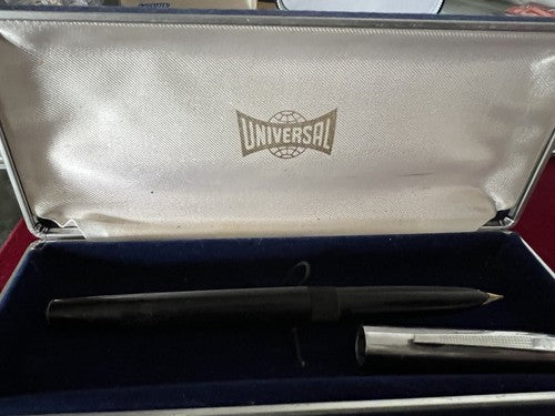 🔴 UNIVERSAL penna stilografica PISTONE pennino ORO stantuffo SCRIVE vintage 50
