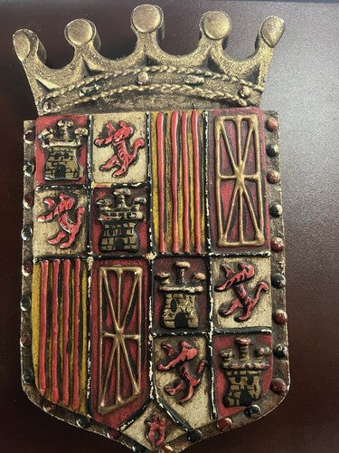 🔴 Wappen AQUILA SAN JUAN Diktator Fraco Schild Holz Vintage 1940 h 32