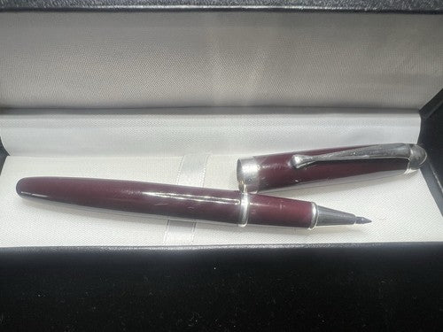 🔴 DELTA penna sfera roller GRAFFITI lacca bordeaux profili laminati argento