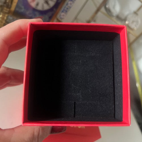 🔴 STROILI scatola gioielli anello orecchini pendente charms con nastro rosso