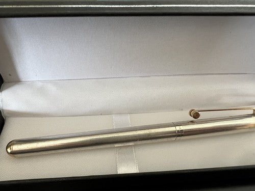 🔴 PARAFERNALIA penna sfera cromata a righe profili dorati scrive vintage