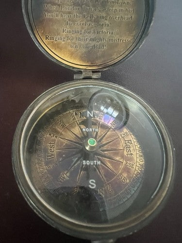 🔴 Großer englischer Navigationskompass aus Messing im viktorianischen Stil 