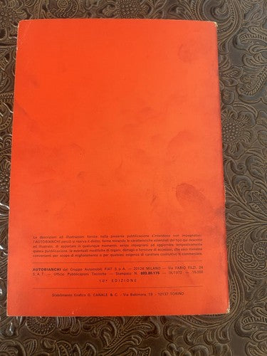 Autobianchi A 112 Lancia Anleitung Auto Verwendung Wartung Original Vintage 